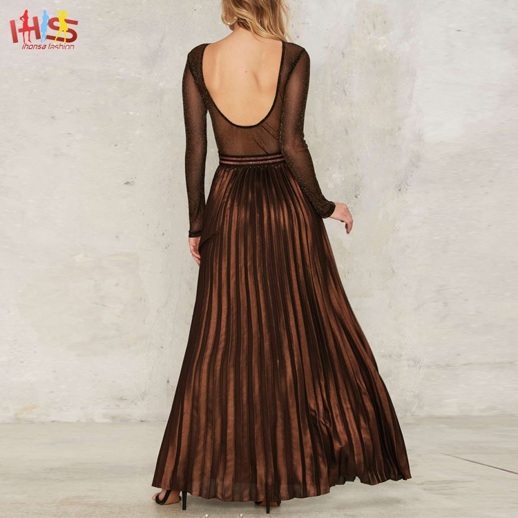 Full Long Pleated Velvet Maxi Skirt With Black Stripes Hsd7021 - Buy ...