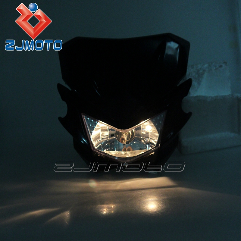 Source HEADLIGHT HEAD LAMP BLACK MOTORCYCLE STREETFIGHTER DIRT