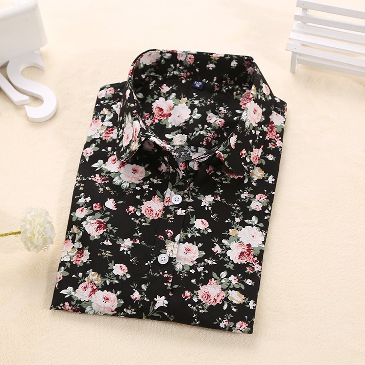 2016新しい ファッション女性ブラウス ターン ダウン襟花柄ブラウス長袖シャツ女性camisas femininas女性の トップス や ブラウス仕入れ・メーカー・工場