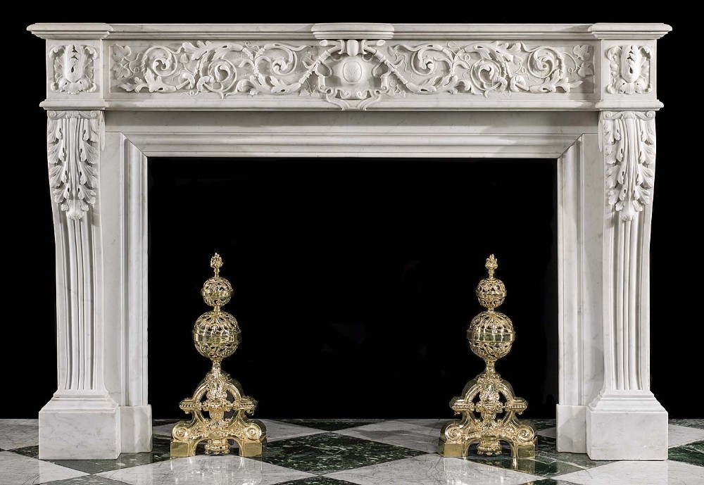 A Large French Louis Xvi Style Antique Decorative Carrara White