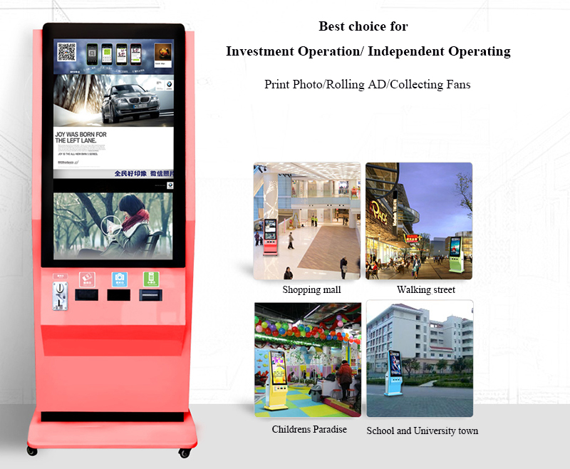 Phoprint広告マシン42インチフロアスタンドネットワーク液晶デジタルサイネージビデオ広告表示insta-グラム印刷機仕入れ・メーカー・工場
