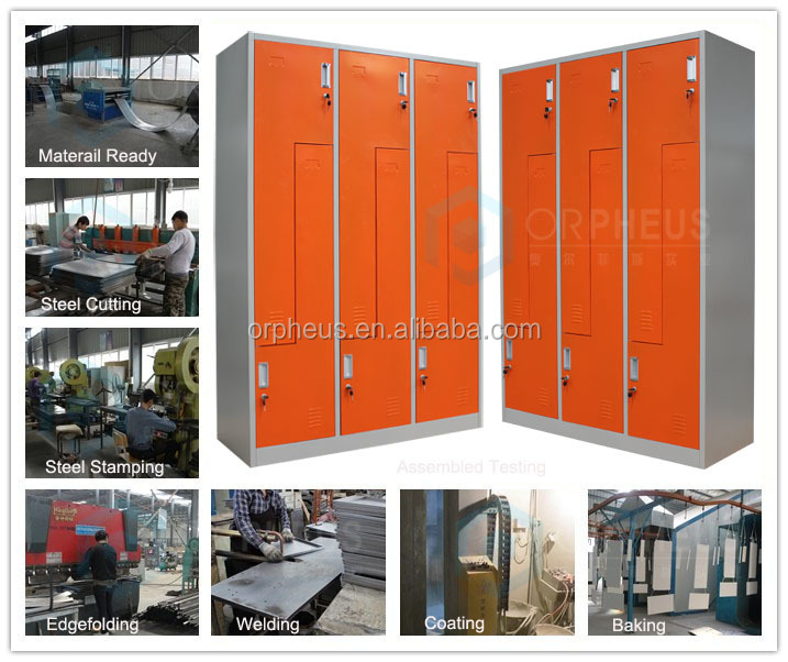 OR-CZA002 CKD Z Shape Gym Lockers Cabinet Colorful Doors Gymnasium Steel Locker Wardrobe Athletic L Style Steel Gym Locker