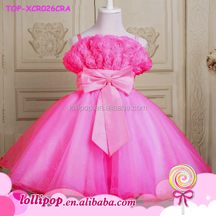 2016 ファッション女の子美しい子供フラワー ガール の ドレス ピンク の王女赤ちゃん の女の子の ウェディング ドレス仕入れ・メーカー・工場