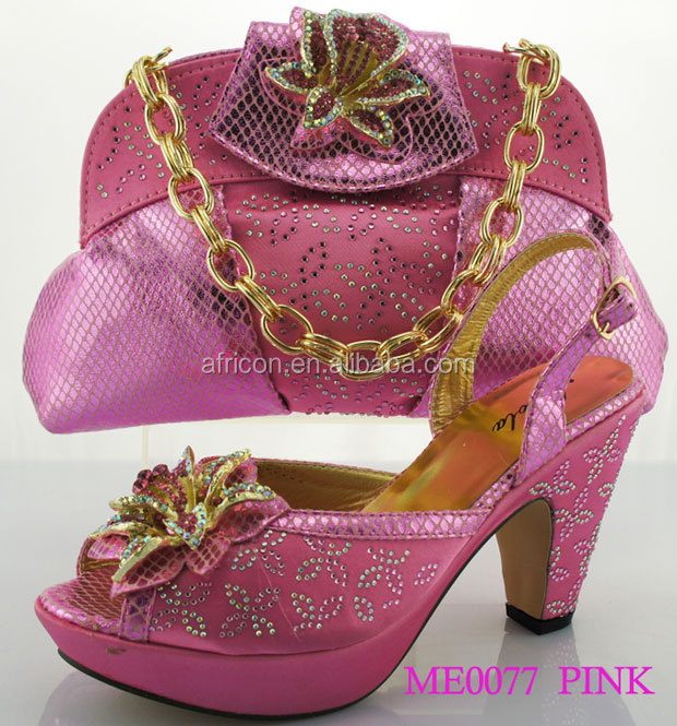Me0077 Pink Whole China Beautiful Nice Shoes Matching Bag Italy Italian Shoes And Bag Set