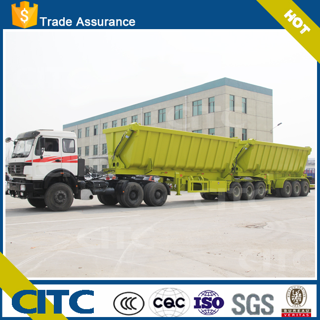 semi trailer double bottom side wall open dump truck & rear type