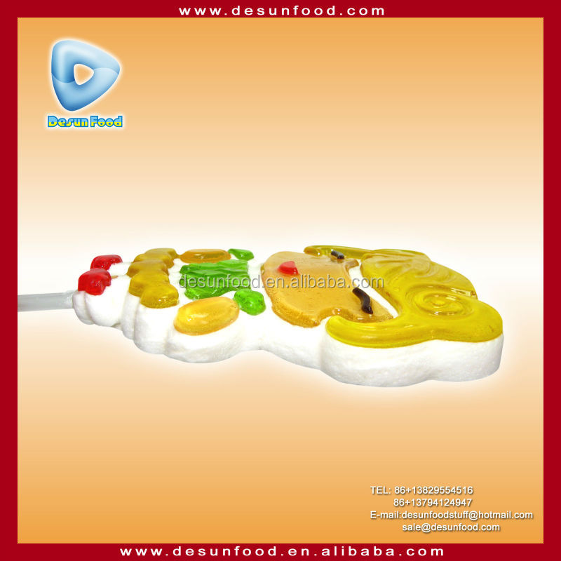 Double taste Jelly candy coated marshmallow lollipop