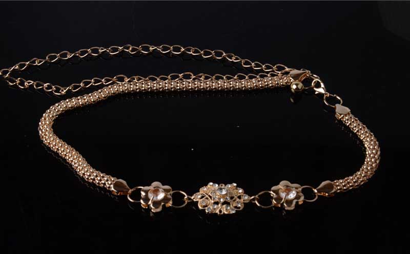 金メッキの花2015ファッションウエストチェーンベルトバックルレディースドレス仕入れ・メーカー・工場