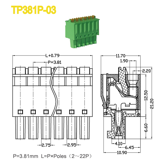 Pcb春3.81ミリメートルプラグ端子台に電気製品仕入れ・メーカー・工場