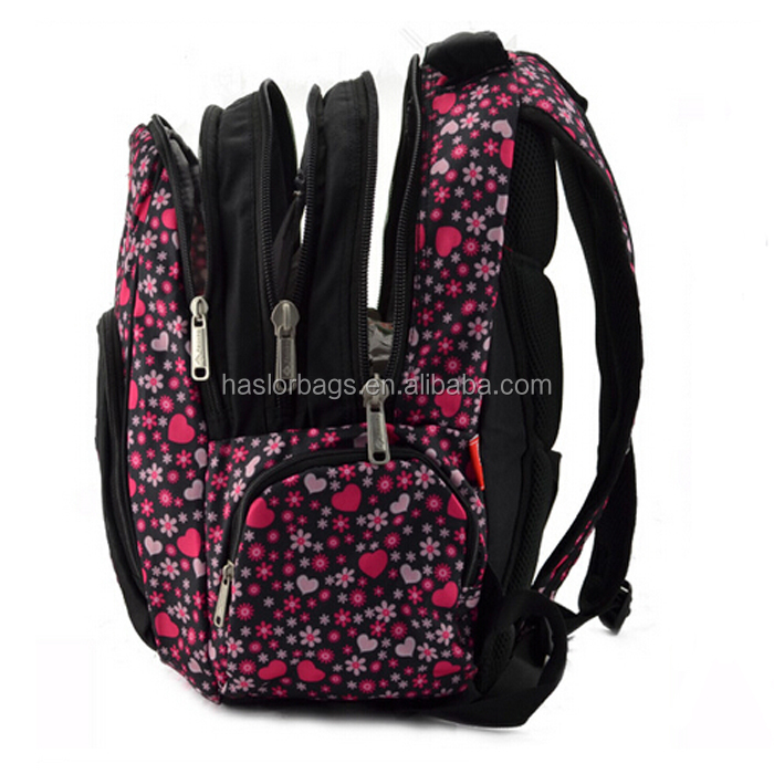 Newest high funny school floral print canvas backpacks