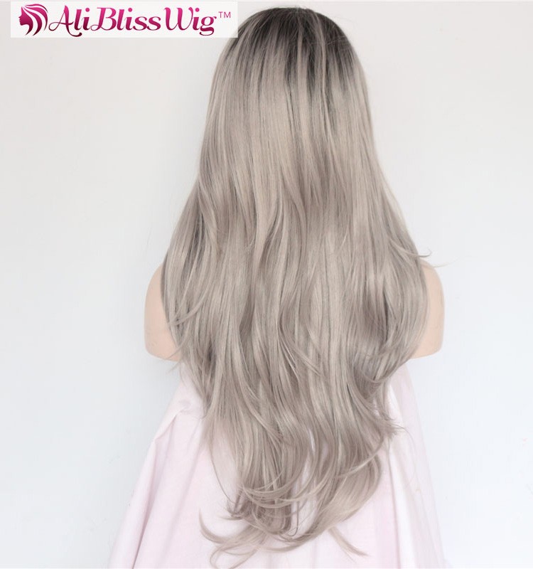 22 L Shape Deep Parting Long Wavy Heat Resistant Fake Hair Dark