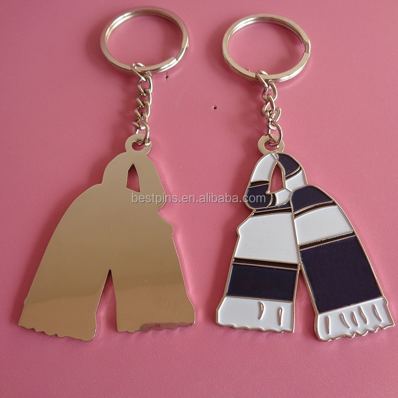 Funny Custom Decoration Rugby Souvenir Scarf Shape Gold Keychain