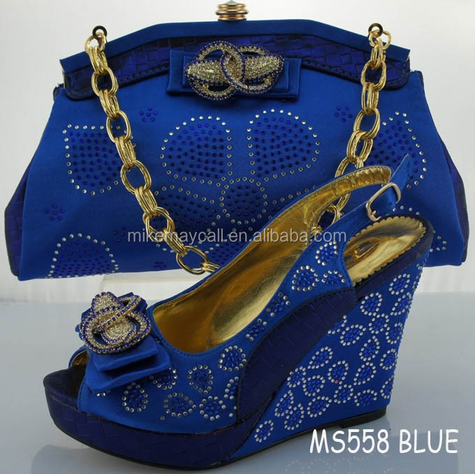 ... BLUE Party queen Big size 2015 new design italian shoe and bag set