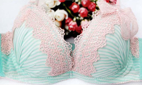 cotton stripe lace bra & panties set push up lingerie young girl cute sexy comfortable underwear bra set()
