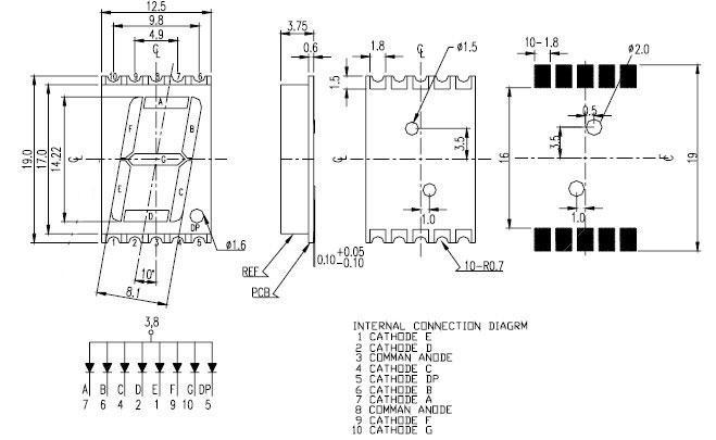 Red 0.56/" 1 Digit 7-Segment LED Display SMD Surface Mount common anode