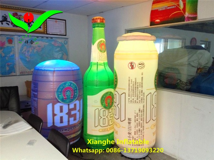 Giant custom inflatable bright LED light water wine beer can bottle balloons