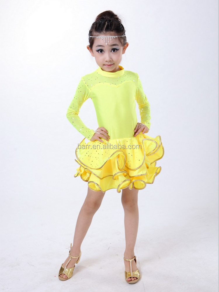 純粋な色のレースの子供ladinきらびやかなダンスのドレスの女の子仕入れ・メーカー・工場