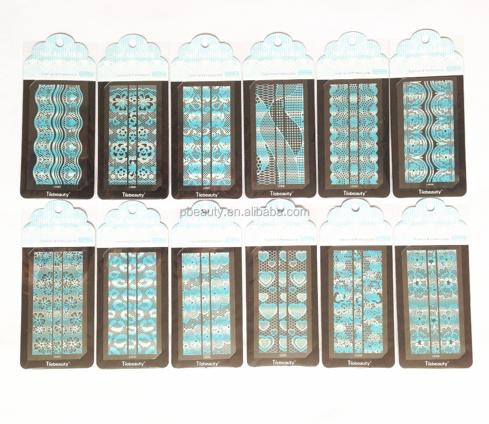 # # LC001-012S # #新しいファッションネイルアートステッカーレースデザイン3dホワイトレースマニキュア水デカール透明花ネイル 問屋・仕入れ・卸・卸売り