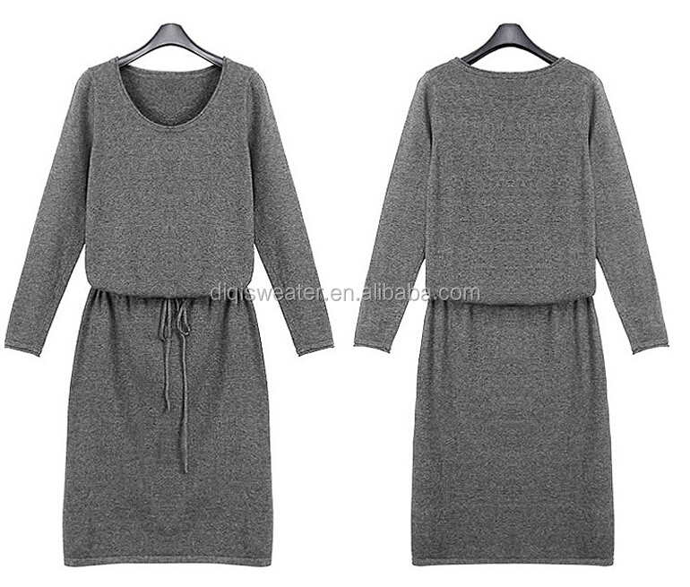 ファッションの新しい女性は2015ニットロングスリーブドレスカジュアル緩いウールのセータードレス仕入れ・メーカー・工場