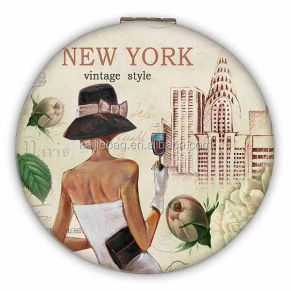 city土産2014年卸売ニューヨークデザインのファッションpuポケットミラー問屋・仕入れ・卸・卸売り