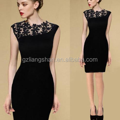 エレガントな女性のドレスのパーティーのために2015黒いノースリーブのドレス韓国の夜エレガントなシックな夜ドレス仕入れ・メーカー・工場