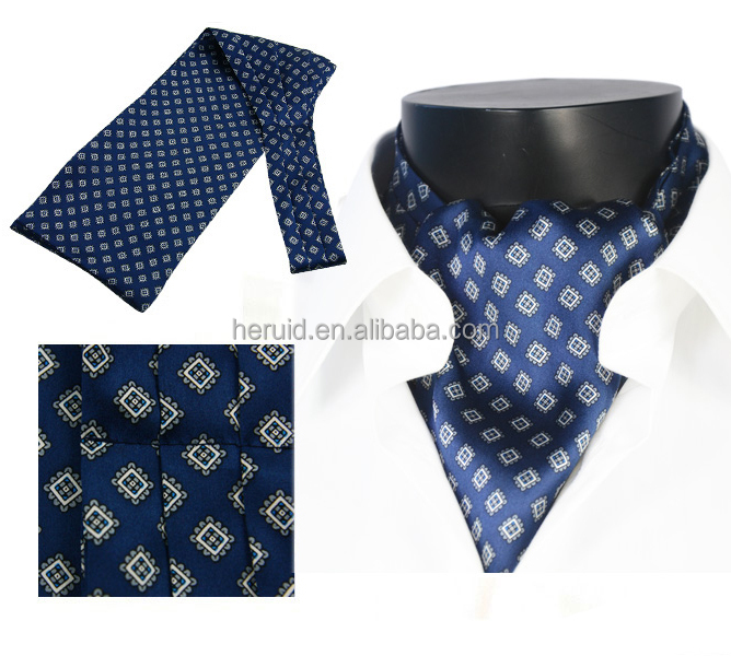 high quality mans paisley silk printed cravat ascot tie