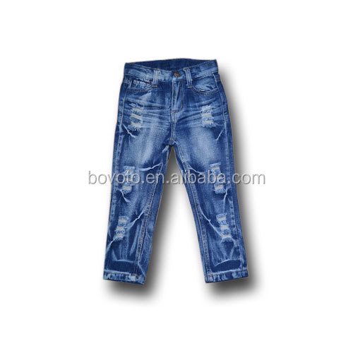 熱い販売の子供の2015洗浄デニムジーンズ卸売子供の破れたジーンズ仕入れ・メーカー・工場