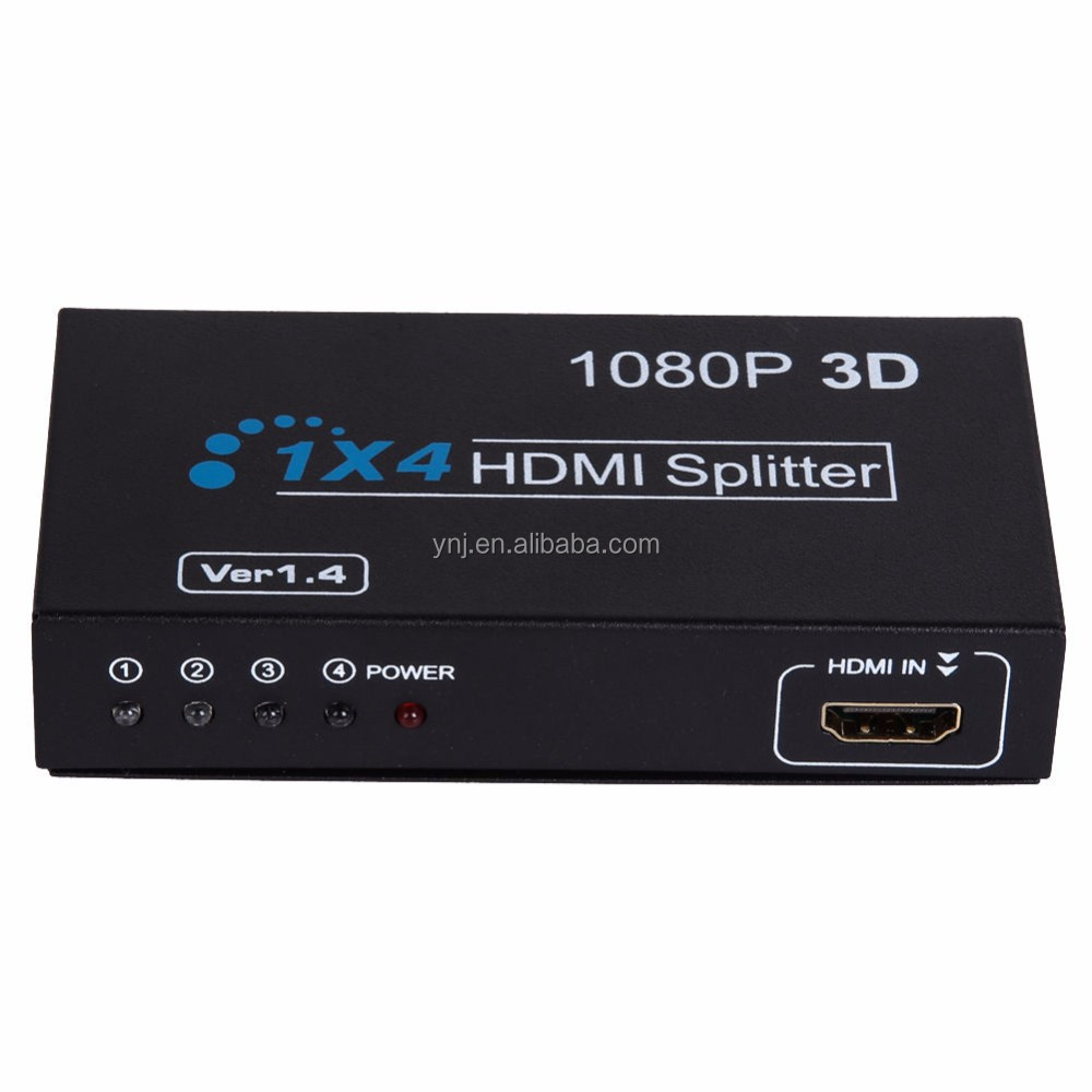 1インチ4アウトボックスハブリピータ3d 1080 pフルhd 1 × 4ポートhdmiスプリッタアンプ1.4ボルト仕入れ・メーカー・工場