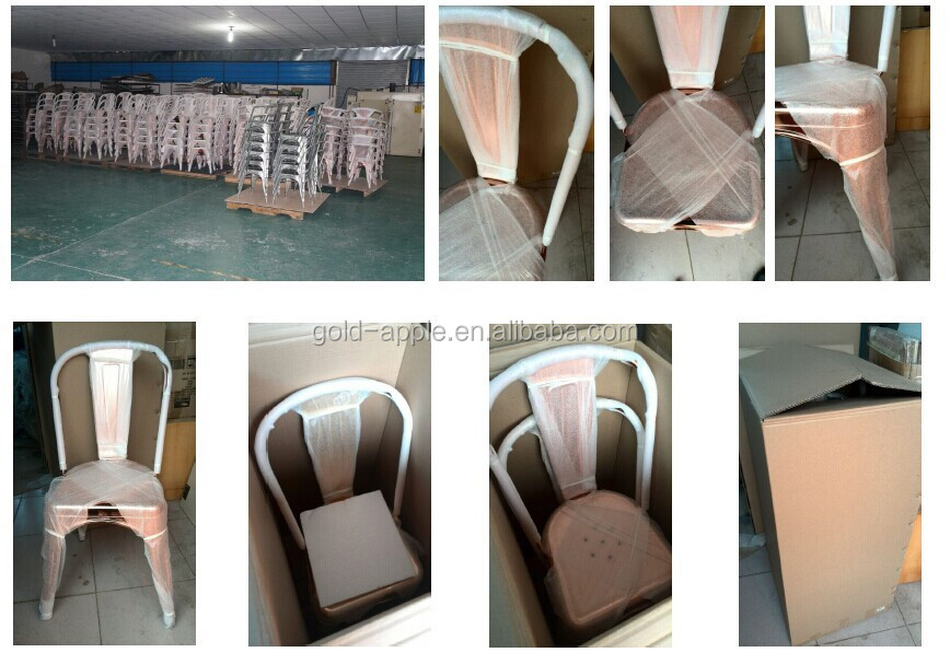 ヴィンテージブラックメタルトレドチェアカフェの椅子と背面ga401c木製の座席が仕入れ・メーカー・工場