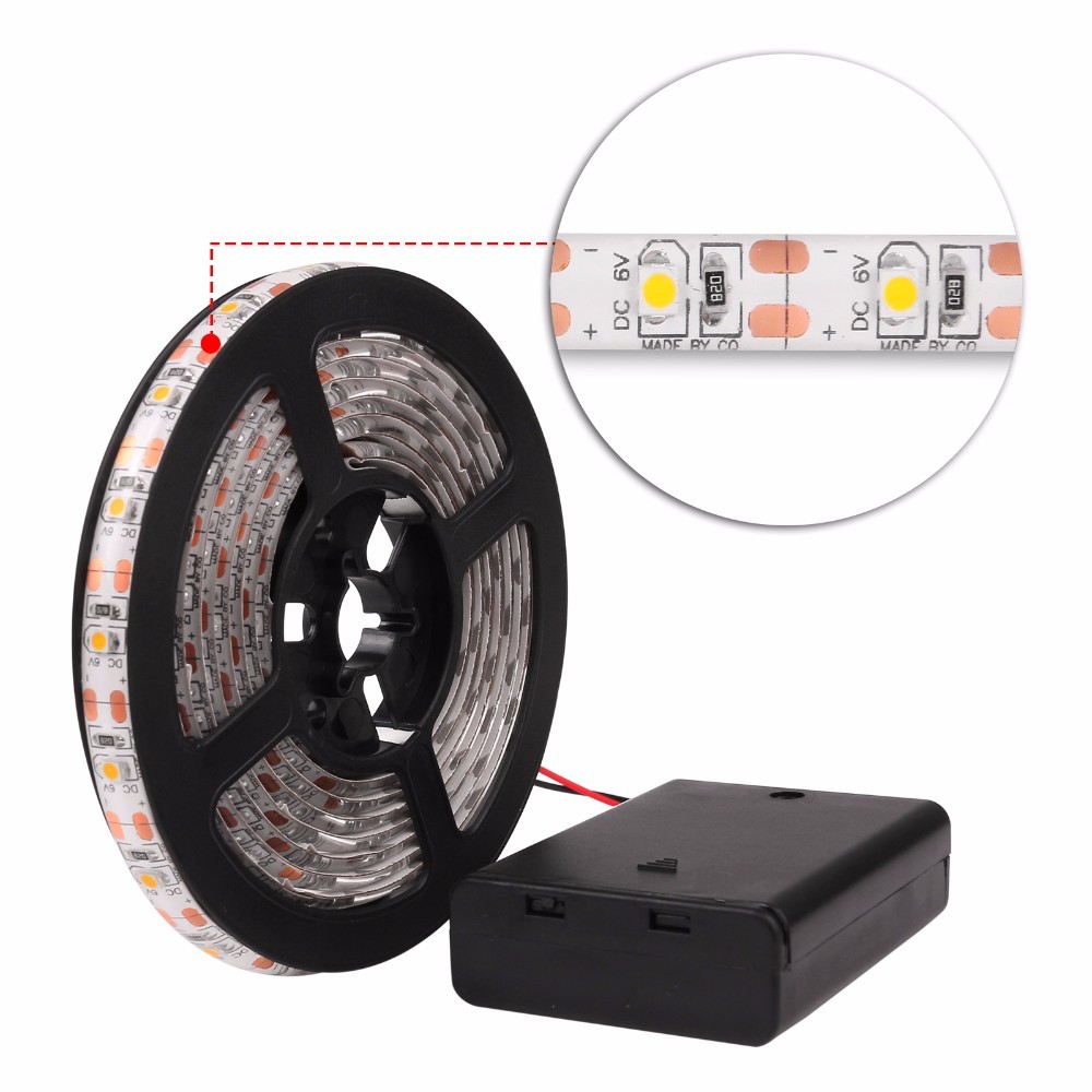 Battery Powered Led Strip Light Ip65 Waterproof 3528 Smd 2m 1m 0.5m Led