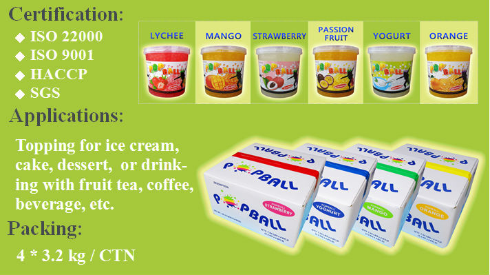 High Quality 1.2kg package Yoghurt Popball for Taiwan Bubble Tea drinks - like Popping boba