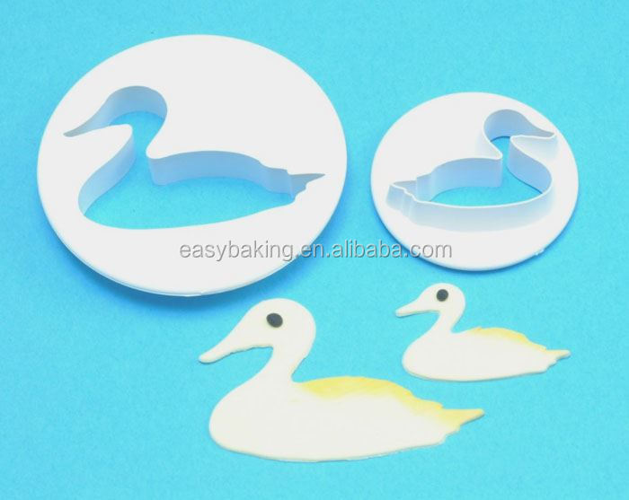 2pcs swan plastic custom fondant cake decorating cutter