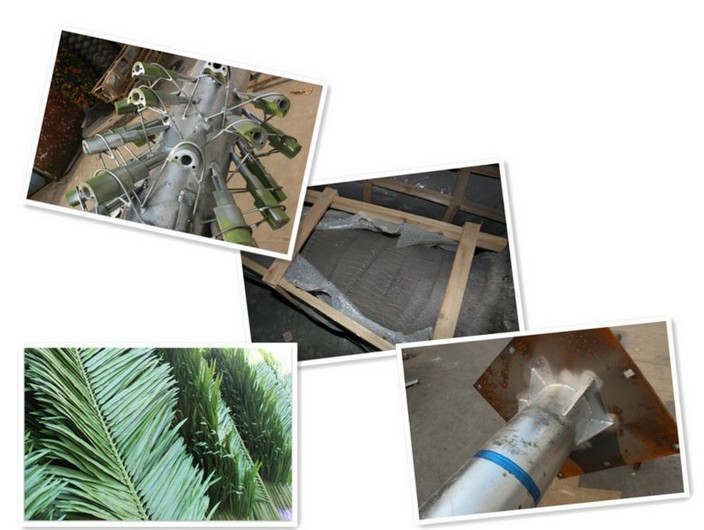 bend coconut factory price playground/beach/swimming pool outdoor landscaping UV protective fiberglass artificial coconut tree