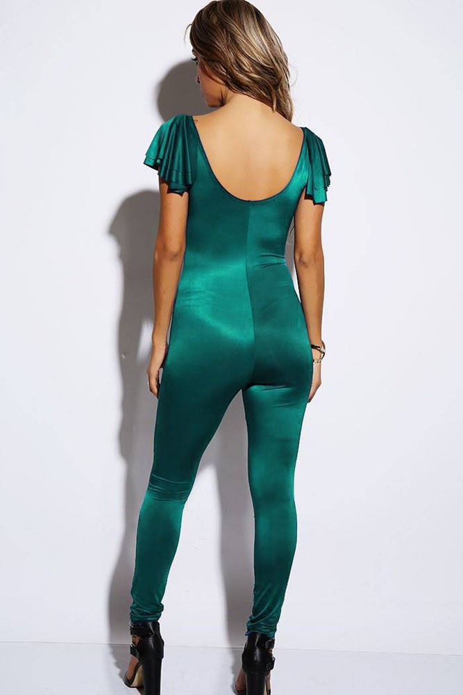 Green-Mesh-Inset-Flutter-Sleeve-Backless-Party-Catsuit-LC6475-3-16211