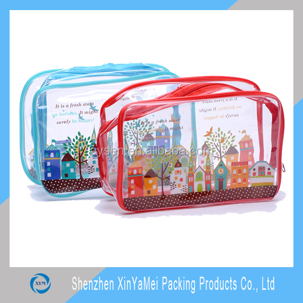 clear transparent pvc bag with zipper and handle