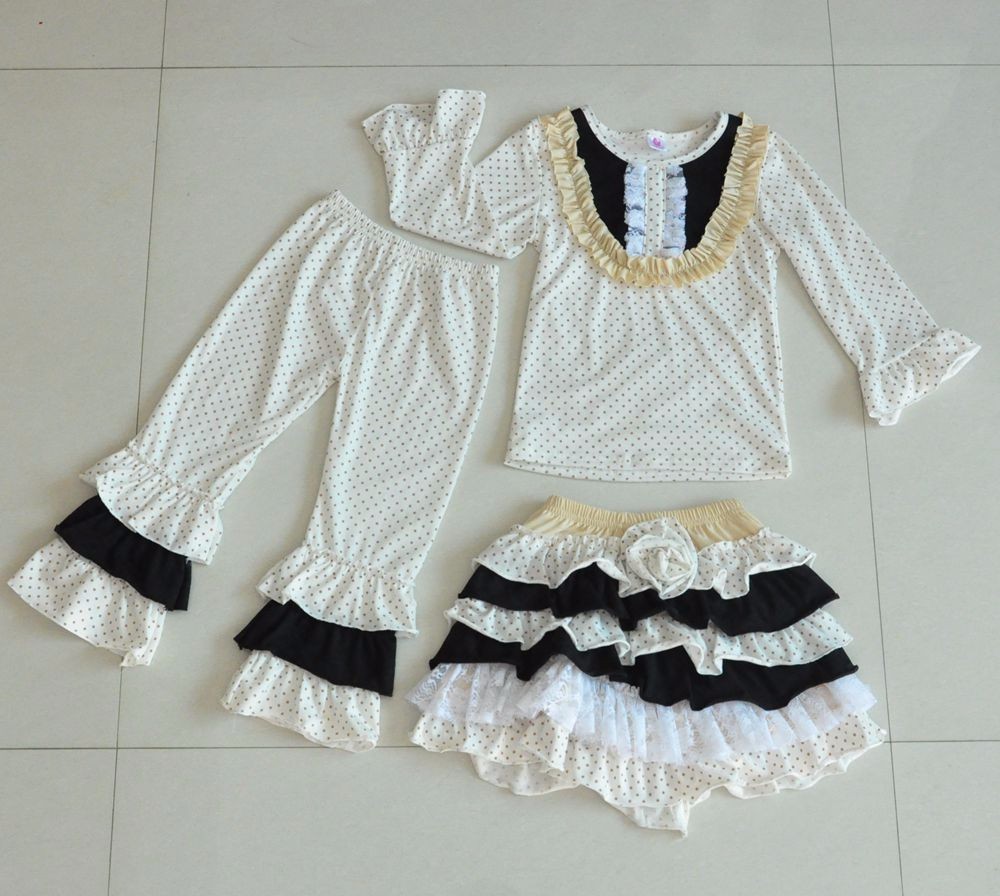 2016秋ロングスリーブフリルパンツセット卸売子供ブティック服仕入れ・メーカー・工場