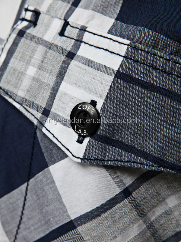 海軍格子縞の米国紳士指摘襟シャツドレス青仕入れ・メーカー・工場