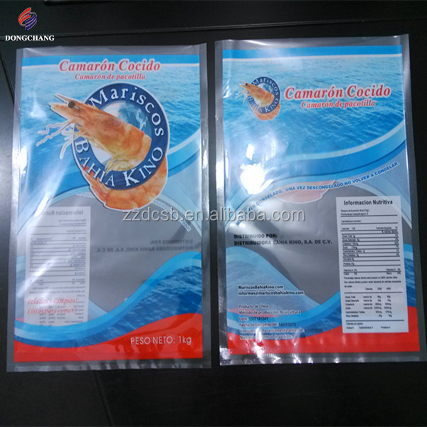 Custom printing plastic frozen mixed seafood bag for seafood packaging