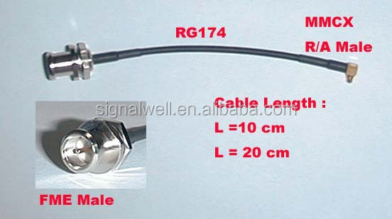 無料サンプル15cmrg174同軸rfケーブルfmeのmmcxコネクタを持つアダプタ仕入れ・メーカー・工場