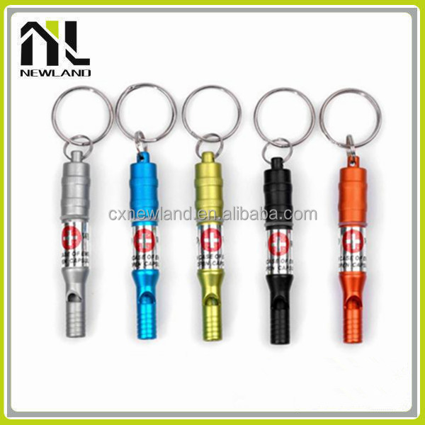High quality colorful Aluminium Detchable fashion metal keychain wholesale football referee police whistle lollipop sticks