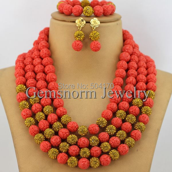 carved coral beads