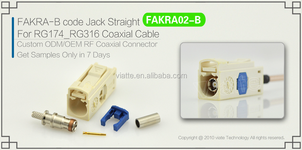 Fakra- bコードjack/rg174_rg316メスストレート用同軸ケーブルのコネクター仕入れ・メーカー・工場