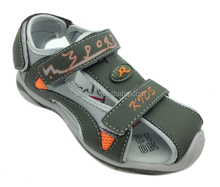 fashion adjustable strip happy feet boys gray sandals for sale