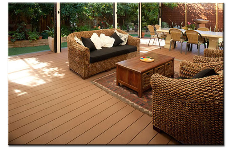 wooden color wood plastic composite decking tiles for outdoor construction