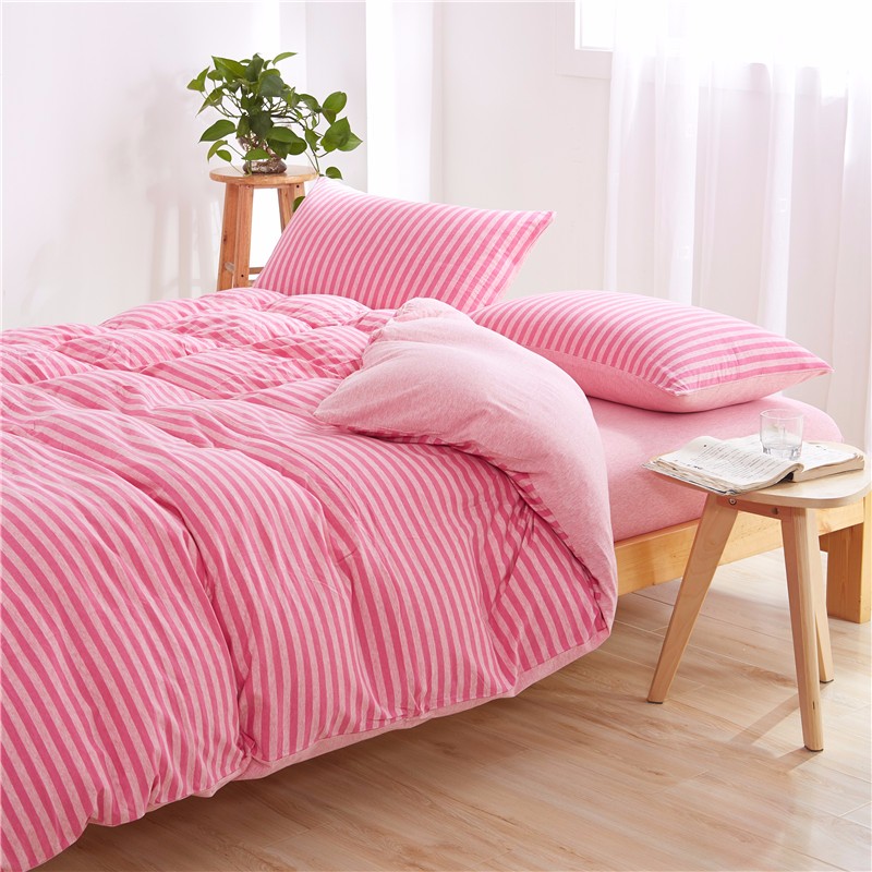 Knitted Japan Muji Bedding Set Sheet Quilt Duvet Cover Stripe