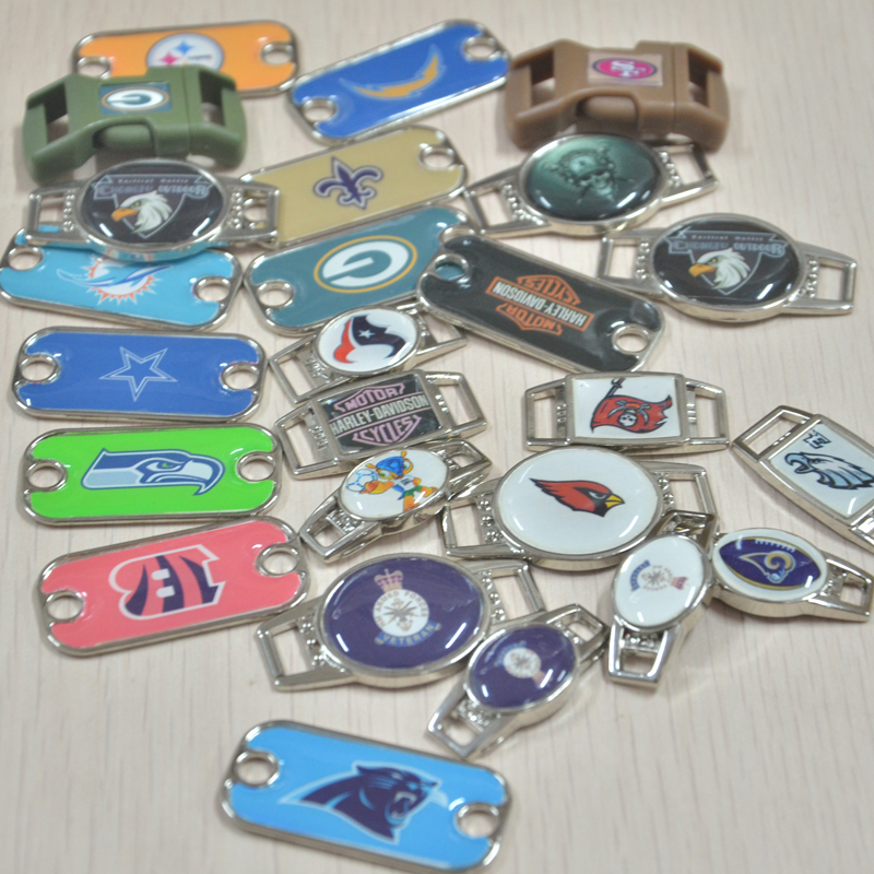 Metal Paracord Shoelace Charm With Nfl Epoxy Stickers Buy Nfl