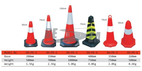 ・赤白色黒ベースの道路の安全性卸売のためのpeプラスチック製交通整理用コーン問屋・仕入れ・卸・卸売り