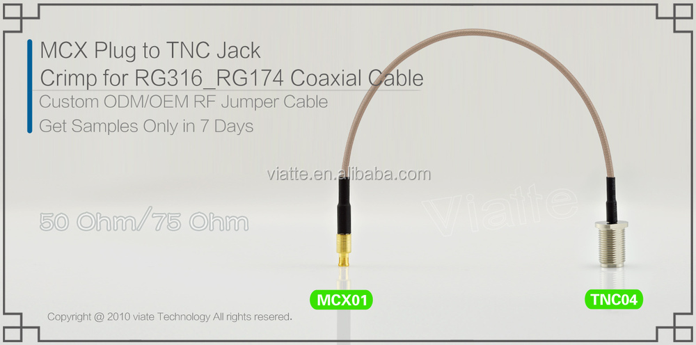 カスタマイズされたmcxオスtncメスコネクタ圧着rg316rg174用ケーブル仕入れ・メーカー・工場