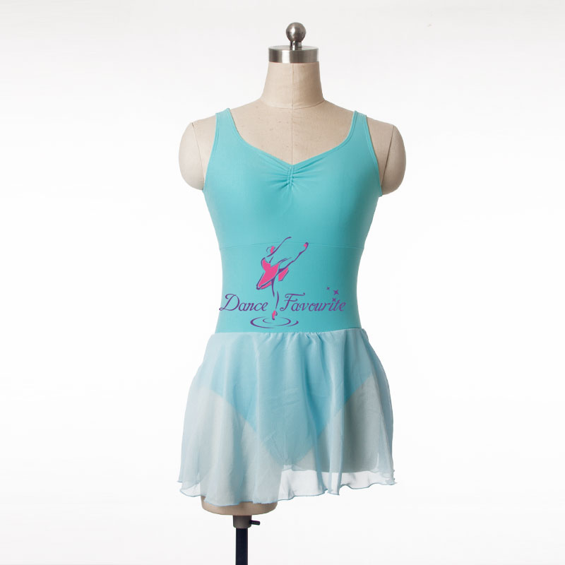 Light Sea Blue Matte Lycra Skirted Leotard Adult Ballet Dance