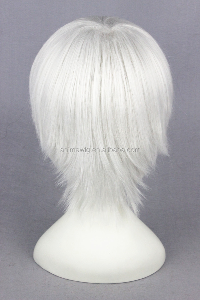 高品質グールケンkaneki35センチメートル短い東京銀白色合成アニメのかつらコスプレ衣装毛のかつらパーティーかつら 問屋・仕入れ・卸・卸売り