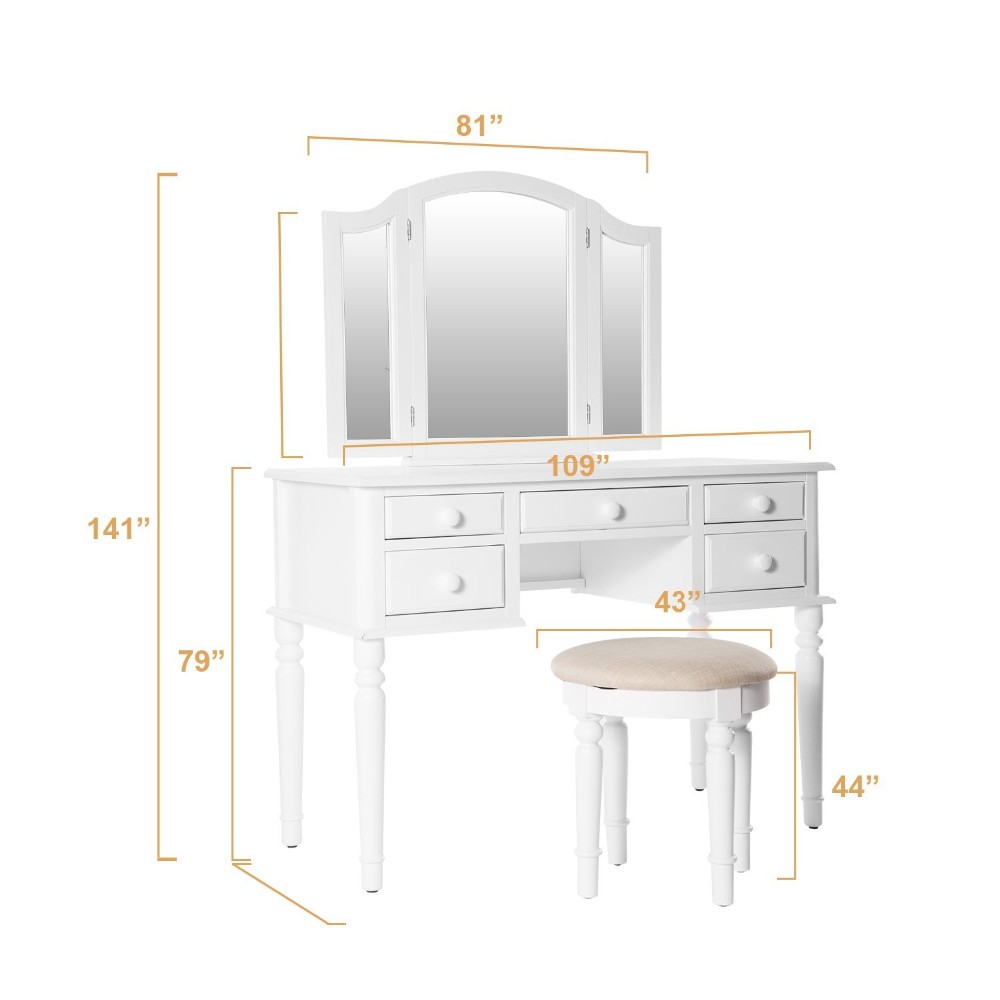 Bedroom Furniture Mirrored Makeup Desk Wooden Simple Dressing